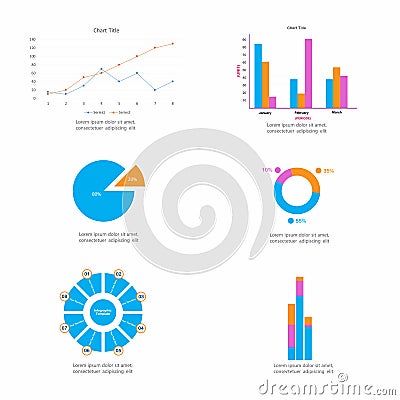 Bundle infographic elements data visualization vector design template. Can be used for steps, business processes, workflow Vector Illustration