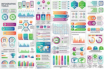 Bundle infographic elements template Vector Illustration