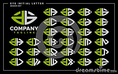 Bundle of line abstract eye or leaf lowercase letter D DB logo design Vector Illustration