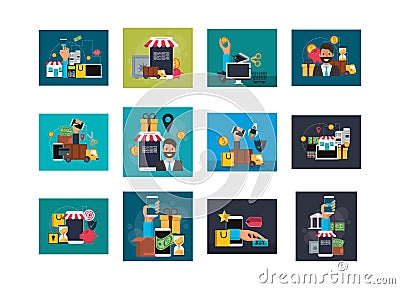 Bundle of people practicing extreme sports Vector Illustration