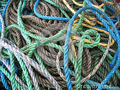 Bundle of ropes Stock Photo