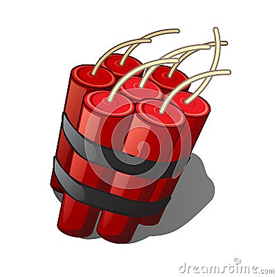The bundle of sticks of dynamite isolated on a white background. Vector illustration. Vector Illustration