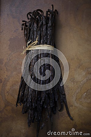 Bundle of Vanilla Beans Stock Photo