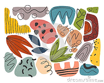 Bundle of vector colorful hand drawn organic shapes,doodles,elements and textures Vector Illustration