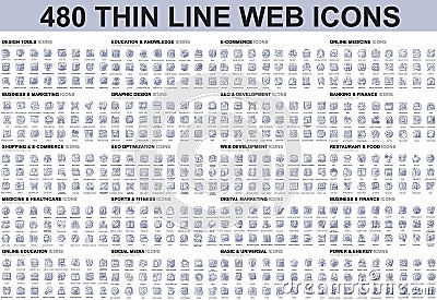 Bundle vector thin line icons concept. Vector Illustration