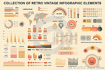 Bundle vintage infographic elements data visualization vector design template. Can be used for steps, business processes Vector Illustration