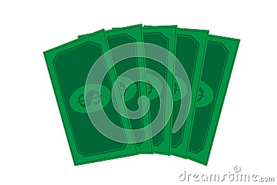 Bundles of dollars isolated on white background. Different banknotes set. Cartoon Illustration