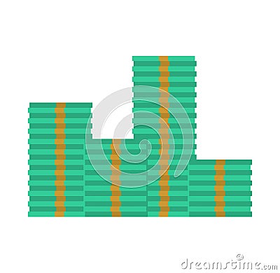 Bundles of money. Stack of dollars. Stacks of cash Vector Illustration