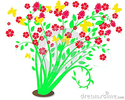 bunga raya flowers illustration Cartoon Illustration