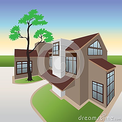 Bungalow Vector Illustration