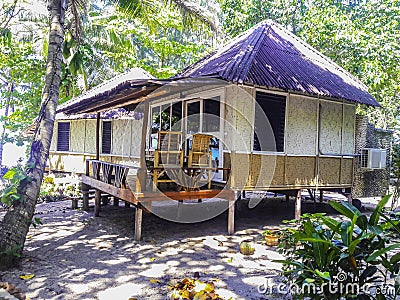 Bungalow in the middle of nature, Beachfront accommodation in Ko Stock Photo