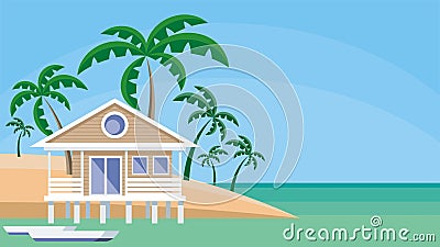 Bungalow on stilts Stock Photo