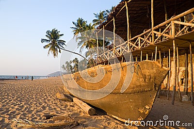 Bungalow and traditional boat Stock Photo