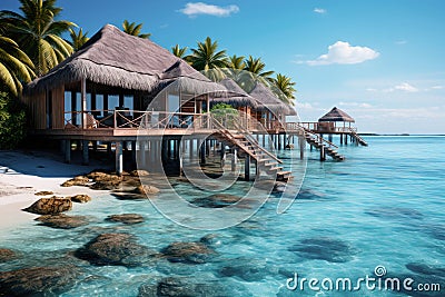 Bungalows for summer vacation vacations on the ocean. Tropical holidays Stock Photo