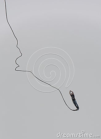Bungee Jumper in Extreme Height Editorial Stock Photo