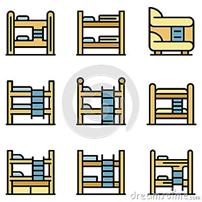 Bunk bed icons set vector flat Vector Illustration