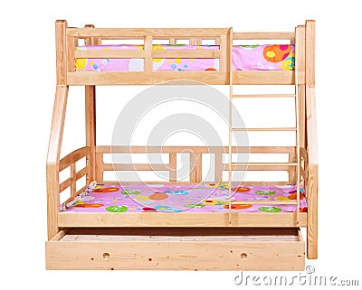 Bunk bed isolated over white with path Stock Photo