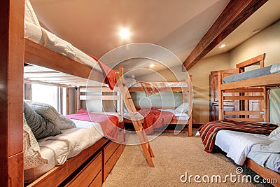 Bunk beds in bedroom Stock Photo