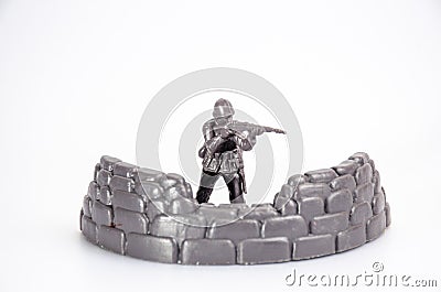 Bunker bunker Plastic mini toy soldiers Stock Photo