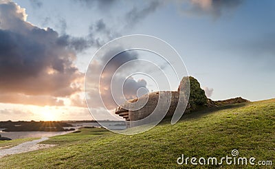 Bunker on the coastline, Gold Beach Stock Photo