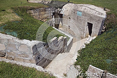 Bunkers at the Hillman site Editorial Stock Photo