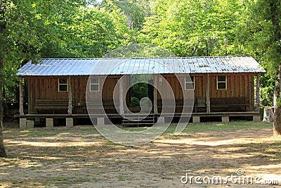 BUNKHOUSE IN THE WOODS Stock Photo