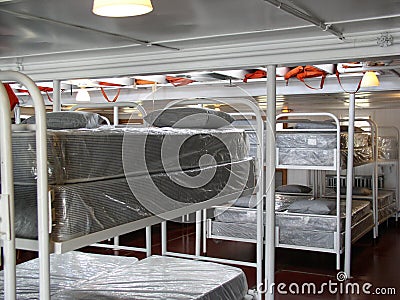 Bunks for steamship Crew Stock Photo