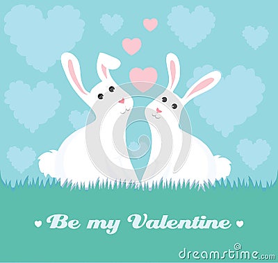 Bunnies in love Vector Illustration