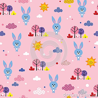 Bunnies seamless pattern Vector Illustration