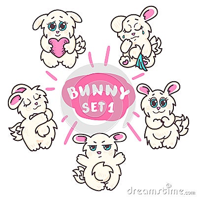 Bunnies set Vector Illustration