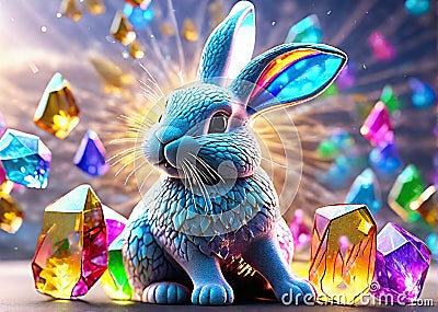 Bunny Banner cute design on simple background with space for text. Copy space. Stock Photo