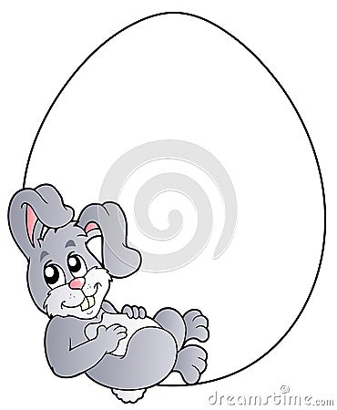 Bunny in blank Easter egg Vector Illustration