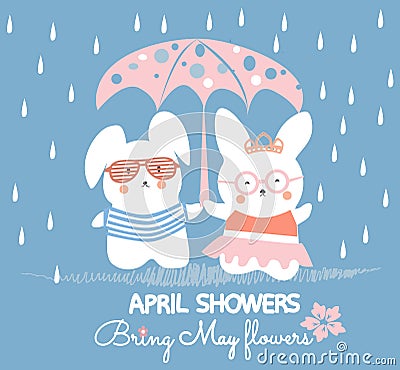 Bunny couple Vector Illustration