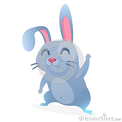 Cute cartoon rabbit. Farm animals. Vector illustration of a smiling bunny. Vector Illustration