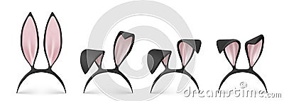 Bunny ears headband. Black rabbit easter mask Vector Illustration