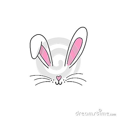 Bunny ears mask. Bunny face. Easter. Vector Vector Illustration