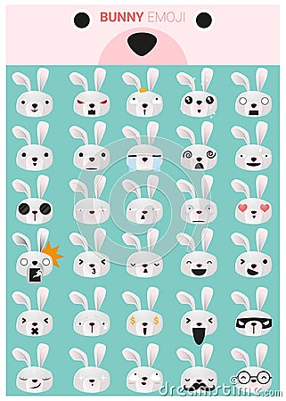 Bunny emoji icons Vector Illustration