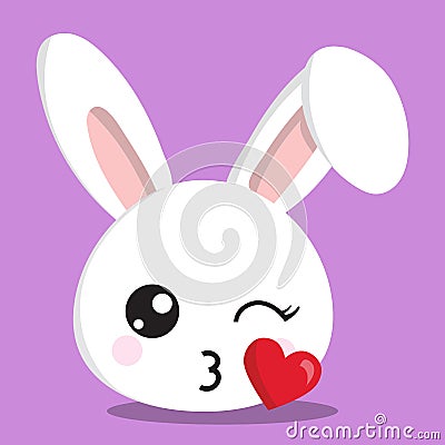 BUNNY EMOJI KISS 04 Vector Illustration