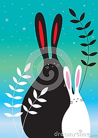 Bunny garden Vector Illustration