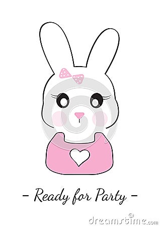 Bunny Girl Illustration, Ready for Party, Cartoon Bunny Vector Illustration, Cartoon Character Illustration Vector Illustration