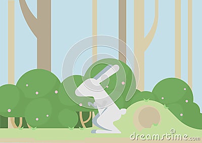 Bunny hare rabbit flat design cartoon vector wild animal Vector Illustration