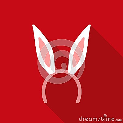 Bunny headband icon in flat style isolated on white background. Hats symbol stock vector illustration. Vector Illustration