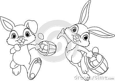Download Bunny Hiding Eggs Coloring Page Royalty Free Stock Photos ...