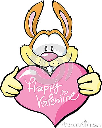 Bunny hold valentine heart Vector Illustration