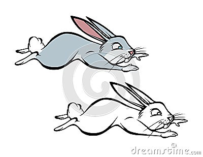 Bunny hopping coloring book Vector Illustration