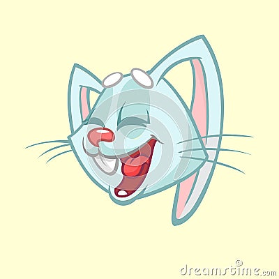 Bunny icon element. Cartoon of a laughing rabbit head isolated white background. Vector illustration Vector Illustration