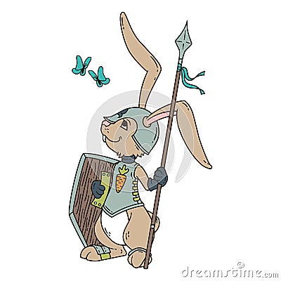 Bunny knight with a lance and shield Stock Photo