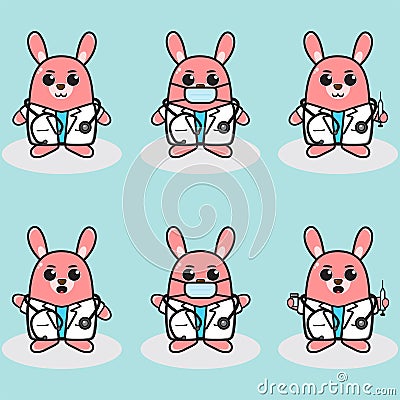 Cartoon illustration of a cute little Rabbit Doctor. Vector Illustration