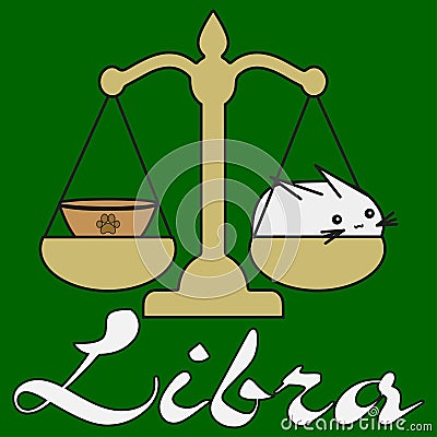 Bunny Libra zodiac sign in cartoon style Vector Illustration