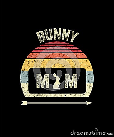 Bunny Mom Retro vintage Style Mothers day T-shirt Design Stock Photo